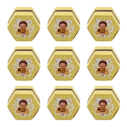 Sechseckige Biene Thema Süßigkeiten Box Gelbe Honigwabe Design Papier Geschenkbox Für Babyparty Geburtstag Party Hochzeit