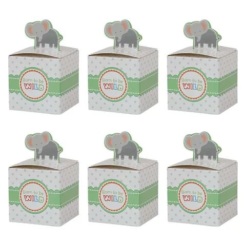 Scatola Regalo per Feste Animali della Giungla Born To Be Wild Scatole Regalo in Carta per Caramelle Baby Shower Compleanno