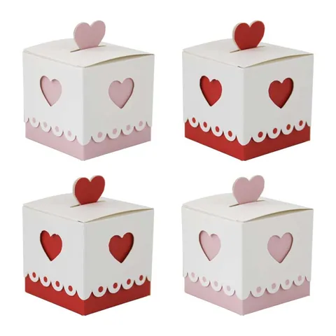 Heart Shaped Window Cardboard Gift Box For Wedding Valentine's Day Party Favor Candy Box Cube Shape Packaging Box Small Gift Box