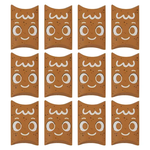 Christmas Kraft Paper Pillow Box Cartoon Santa Reindeer Snowman Pattern Holiday Candy Gift Packaging Party Favor Box