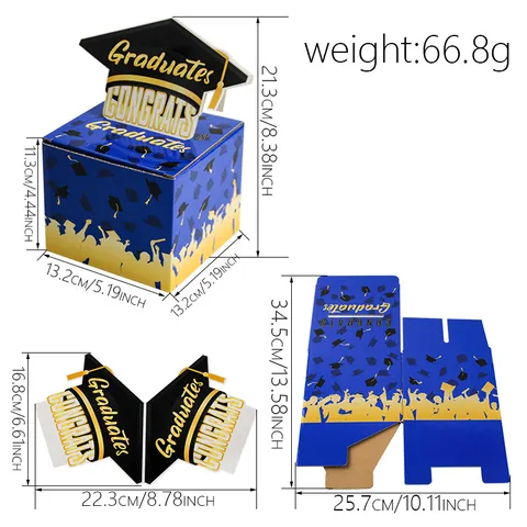 Graduation Surprise Money Box With Pull Out Clear Bags For Cash Cardboard Gift Box For Party Graduation Ceremony Decor