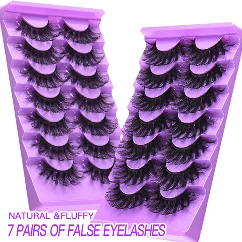 3D Pestañas Postizas de Imitación de Visón Naturales Esponjosas Messy Densas Hechas a Mano para Mujer Maquillaje de Ojos