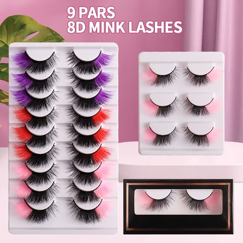 Colorful Cat Eye False Eyelashes Faux Mink Multi Layered Fluffy Ombre Colored Lashes For Party Cosplay Women Makeup