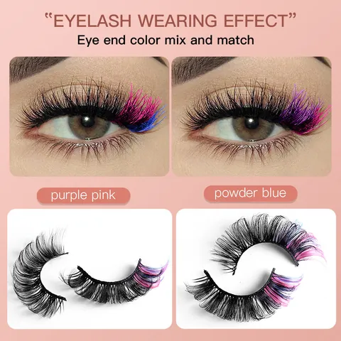 Multicolor Russian Volume Thick Curled Synthetic Fiber False Eyelashes Dramatic Colorful Eyelashes For Party Stage Makeup Decoration
