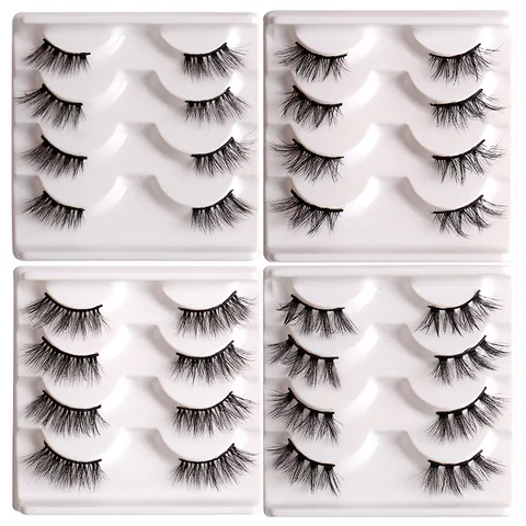 Faux Mink Half False Eyelashes Natural Thick Curled Crisscross 3D Winged Handmade Synthetic Fiber Eye Lashes Multi Style