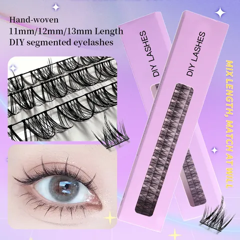 DIY Segmented False Eyelashes Natural Cross Manga Style Clusters Handmade Synthetic Fiber Lashes CC Curl Extension Women