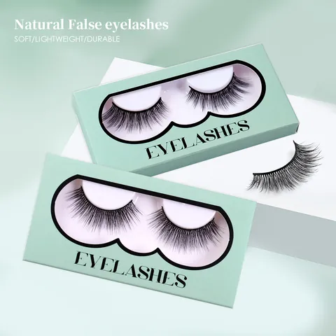 Natural Thick 3D Synthetic Fiber False Eyelashes Handmade Soft Lightweight Wispy Eye Lashes For Daily Party Makeup Women