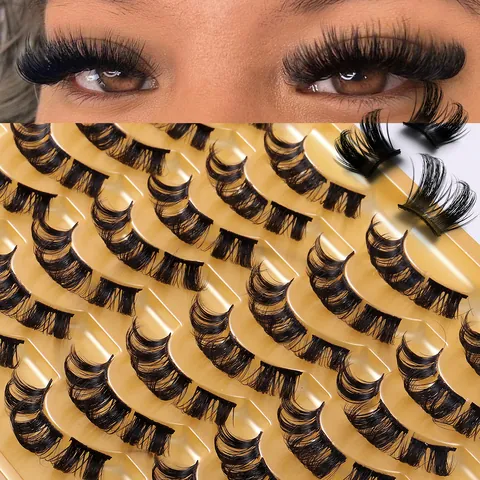 Faux Mink D Curl Segmented False Eyelashes Large Capacity DIY Cluster Lash Extension Natural Voluminous Dramatic Wispy Individual Eyelashes For Women Professional Makeup