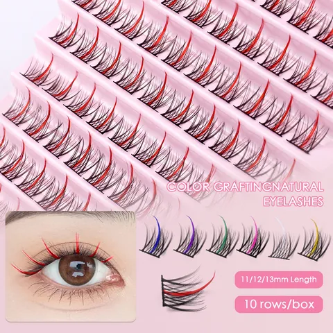 Colored Individual False Eyelashes Clusters DIY Segmented Eyelash Extensions Synthetic Fiber Anime Cosplay Colored Lashes For Women