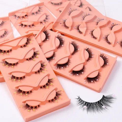 Handgefertigte Katzenauge Falsche Wimpern Mit Bunter Künstliche Perlendekoration Transparentes Band Künstliche Nerzwimpern Für Damen Party