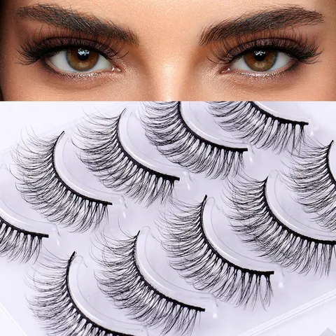 Pestañas Postizas Naturales Hechas a Mano Multicapa Volumen Cruzado Fibra Sintética Efecto Visón para Estilismo Maquillaje Mujer