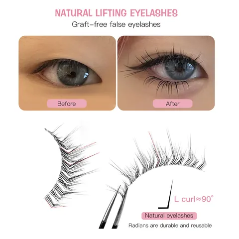 5 Paare L-Form Falsche Wimpern Natürlich Dicht Lang Kunstfaser Wimpernverlängerung Make-up Tools Für Damen Große Augen