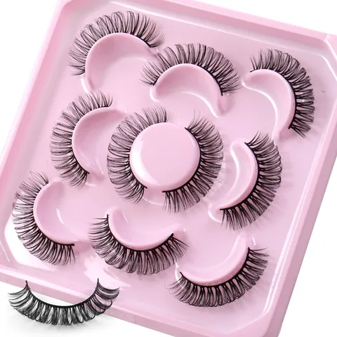 Ciglia Finte Curvatura Russa Naturali Folte Fibra Sintetica Fatte a Mano Ciglia per Donna Trucco Occhi Quotidiano Festa Bellezza