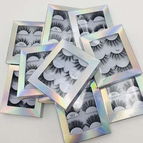 Dense Natural 6D False Eyelashes Laser Packaging Handmade Synthetic Mink Hair Voluminous Long Lash Extension Women Makeup