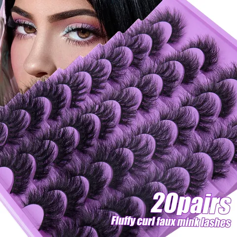 Dramatic Faux Mink False Eyelashes Thick Fluffy 3D Messy Volume Wispy Black Lashes For Party Wedding Women Eye Makeup