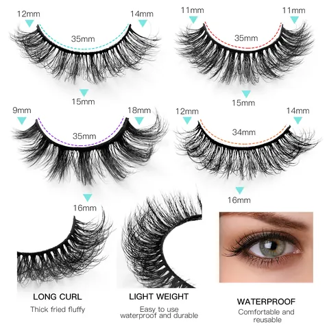 Faux Mink False Eyelashes Voluminous Curled Dramatic Eye Lashes Extensions For Daily Party Makeup Women Beauty Tools