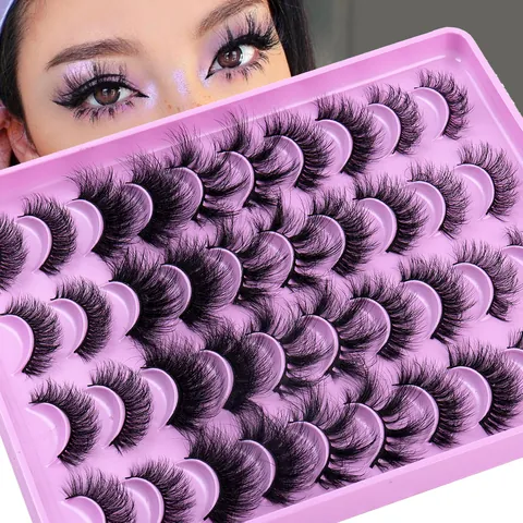 Ciglia Finte in Finto Visone Morbide e Naturali Extension per Trucco Occhi in Fibra Sintetica Folte e Incurvate per Donna Accessorio per Trucco Quotidiano e Feste