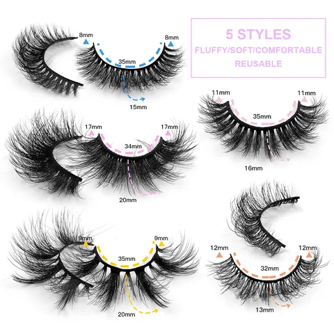 Ciglia Finte in Finto Visone Morbide e Naturali Extension per Trucco Occhi in Fibra Sintetica Folte e Incurvate per Donna Accessorio per Trucco Quotidiano e Feste