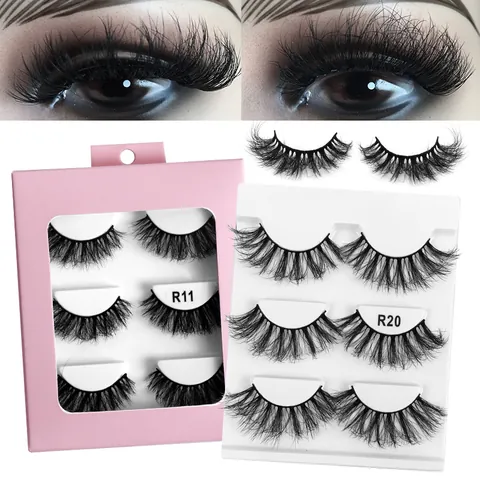 Faux Nerz Falsche Wimpern 6D Flauschig Voluminös Natürlich Gekreuzt Lang Handgefertigt Make-Up Wimpern Für Damen Party Hochzeit