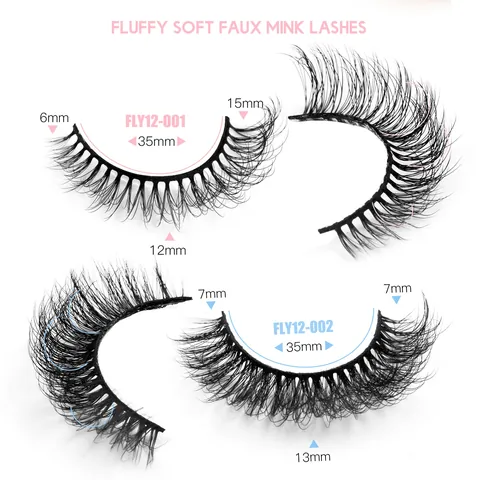 Fluffy Faux Mink False Eyelashes Natural Thick Long Curled 3D Dramatic Lashes Reusable Waterproof Eye Makeup Tools Women