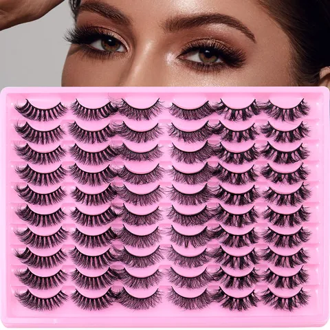 Flauschige Nerzimitat Falsche Wimpern Natürlich Dick Gekräuselt Wasserdicht Wiederverwendbar 8D Effekt Make-up Tool Für Damen