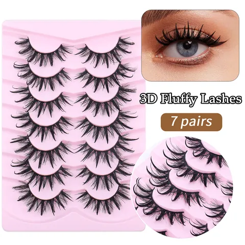 3D Fluffy False Eyelashes Natural Thick Curled Little Devil Style Faux Mink Lash Extension For Women Eye Makeup Beauty