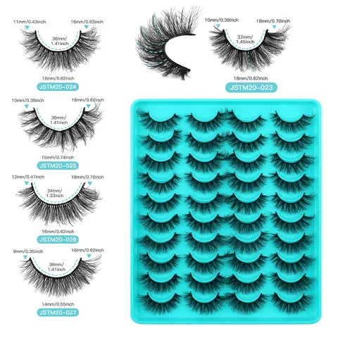 Professional Fluffy False Eyelashes Faux Mink Thick Voluminous Wispy Comic Eye Cross Layered Natural Extension Makeup Tool Set