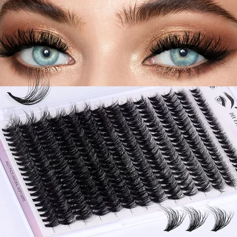 Professionelles DIY Cluster Wimpernverlängerung Set Kunstfaser Gemischte Längen Natürliche Wispy Schwarze Wimpern Set Für Damen Augen Make-up