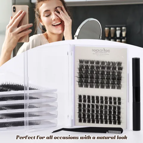 Professional DIY Cluster Eyelashes Extension Faux Mink Individual Lashes Tweezers Glue Sealant Eye Makeup For Women