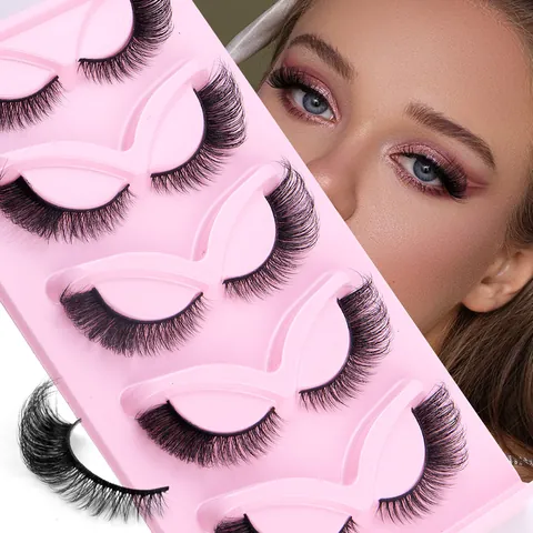 Ciglia Finte Occhio di Volpe 3D a Più Strati Folte Incurvate Lunghe Effetto Visone per Trucco Occhi Naturale Donna Bellezza