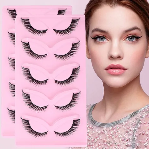3D Ψεύτικες Βλεφαρίδες Faux Mink Φυσικό Look Μάτι της Αλεπούς Πυκνές Σγουρές Βλεφαρίδες από Συνθετική ίνα για Καθημερινό Μακιγιάζ Γάμος Πάρτι Γυναίκες