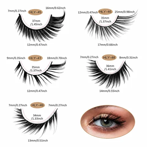 Synthetic Fiber False Eyelashes Winged Cat Eye Natural Dense Curled 3D Lashes For Daily Party Makeup Women Beauty