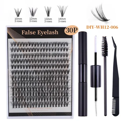 Professionelles DIY Einzelne Cluster Wimpern Kit Synthetikfaser Geschwungen Natürlich Verlängerung Mit Bond Und Seal