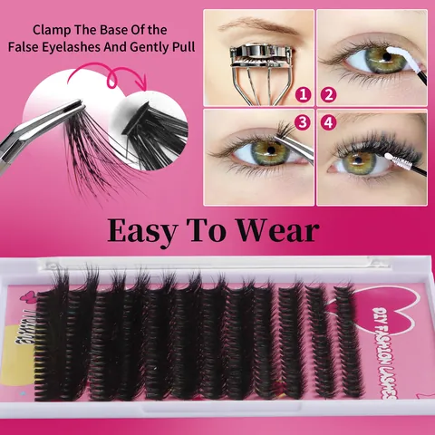 DIY Cluster False Eyelashes Kit Nature Fluffy Curly Segmented Individual Lashes Women Eye Makeup Extension Kit