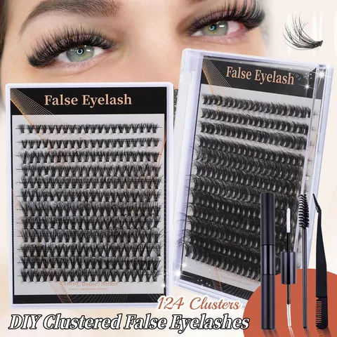 Individual Eyelash Extensions DIY Grafting False Eyelashes With Bond And Seal Glue Professional Tweezers Brush Natural Fluffy Segmented Eye Makeup Tool