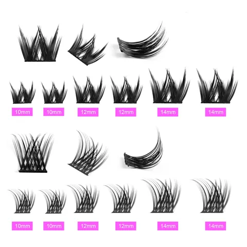 DIY Cluster False Eyelashes Kit Synthetic Fiber Natural Dense Extension Eyelashes With Bond Seal Glue Tweezers Brush For Women Beauty Makeup