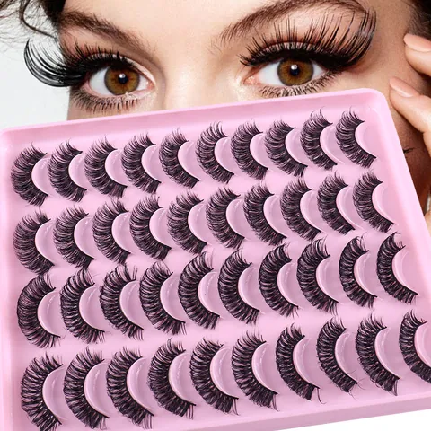 Ciglia Finte Russo Curvatura D Volume Naturale Folto Ciglia Wispy per Donna Trucco Professionale Quotidiano Fibra Morbida