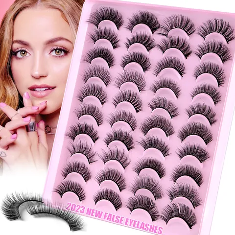 Ciglia Finte Multipack Ricciolo Russo Soffici e Dense in Fibra Sintetica per Trucco Occhi Accessori Bellezza Donna