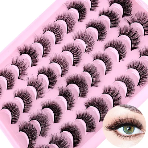 Ciglia Finte Multipack Ricciolo Russo Soffici e Dense in Fibra Sintetica per Trucco Occhi Accessori Bellezza Donna