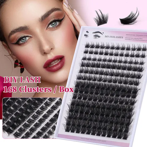 Professional DIY Eyelash Extensions Kit Large Capacity Mixed Lengths Natural Wispy Lashes Synthetic Fiber Eyelash Kit For Women