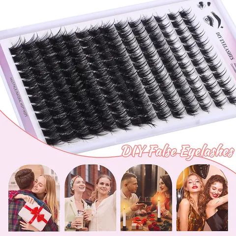 Professional DIY Eyelash Extensions Kit Large Capacity Mixed Lengths Natural Wispy Lashes Synthetic Fiber Eyelash Kit For Women