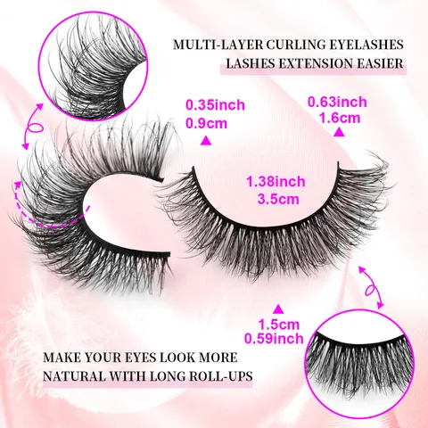 3D Natural False Eyelashes Messy Wispy Cross Faux Mink Synthetic Fiber Lash Collection Volume Cat Eye Makeup For Women