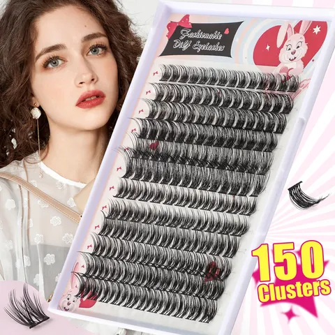 Professional DIY Cluster Eyelash Extension Kit Synthetic Fiber Natural Curl Individual Segmented Black False Eyelashes For Women Beauty Makeup