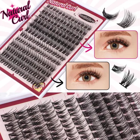 Professional DIY Cluster Eyelash Extension Kit Synthetic Fiber Natural Curl Individual Segmented Black False Eyelashes For Women Beauty Makeup