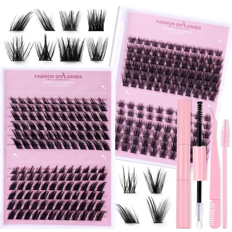 Professional DIY Cluster Eyelash Extension Kit Faux Mink Individual Lashes With Bond And Seal Tweezers Brush For Women Beauty