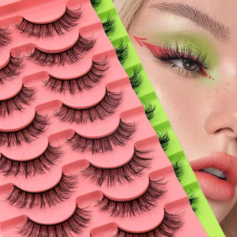 Faux Mink False Eyelashes Natural Voluminous 3D Wispy Eyelashes Dramatic Thick Curly Eye Makeup Extension For Women