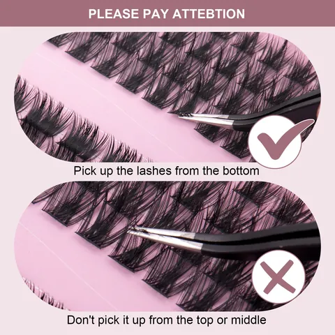 Professional DIY Eyelash Extensions Kit Faux Mink Cluster Lashes Bond And Seal Tweezers Spoolie Natural Voluminous Eyelashes