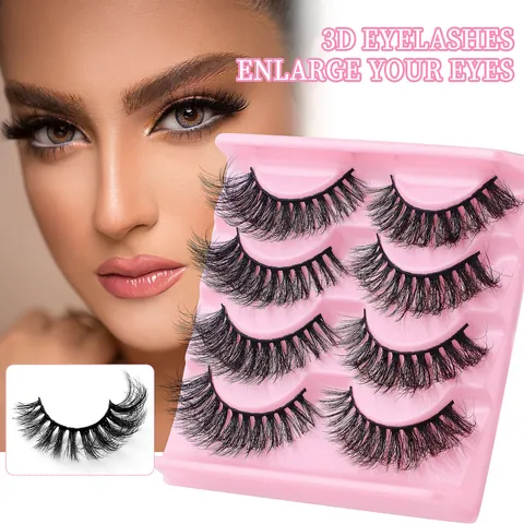 Dramatic 3D Faux Mink False Eyelashes Thick Long Wispy Handmade Synthetic Fiber Eye Lashes Extensions Beauty Makeup