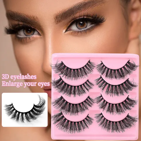 Dramatic 3D Faux Mink False Eyelashes Thick Long Wispy Handmade Synthetic Fiber Eye Lashes Extensions Beauty Makeup