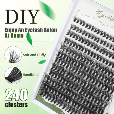 Σετ Επέκτασης Βλεφαρίδων DIY Cluster Φυσικές Τεχνητές Βλεφαρίδες Με Bond Seal Και Σετ Τσιμπιδάκια Για Γυναίκες